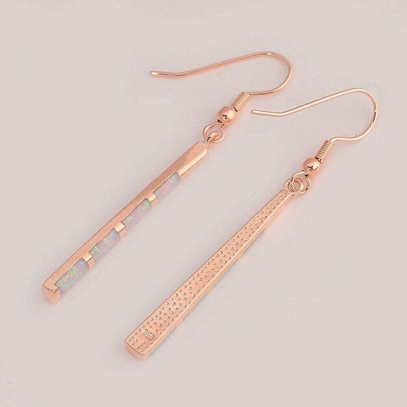 CiNily Opal Drop Earring-Rose Gold Plated Dangle Earrings Dangle Bar Earrings Women Jewelry Gemstone Dangle Earrings 2 1/8" - Image 5